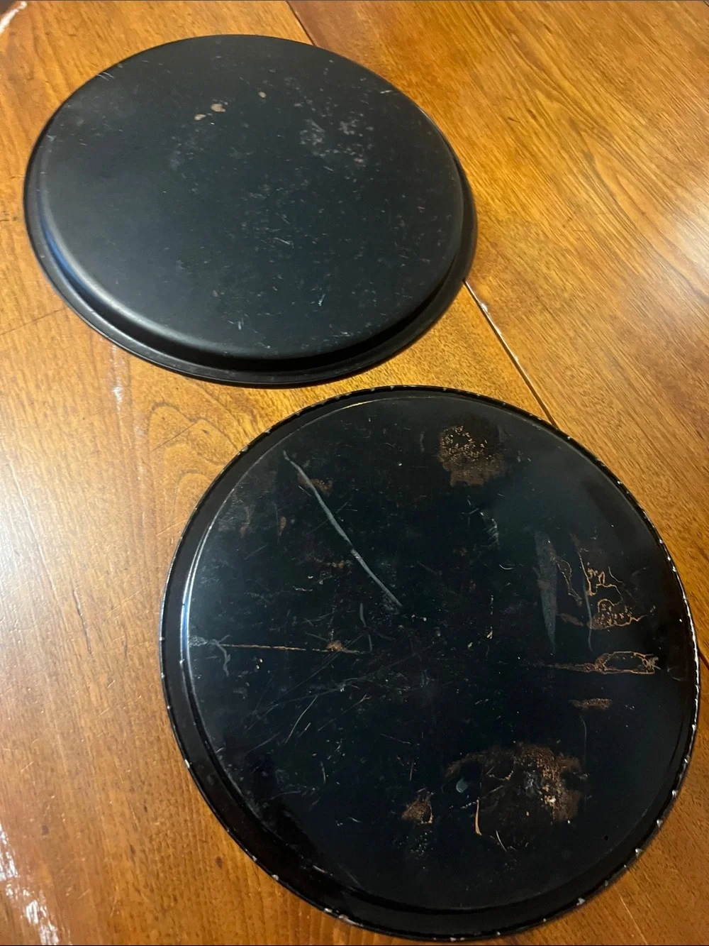 Vintage Hand-Painted Toleware Trays - Green & Purple Accents